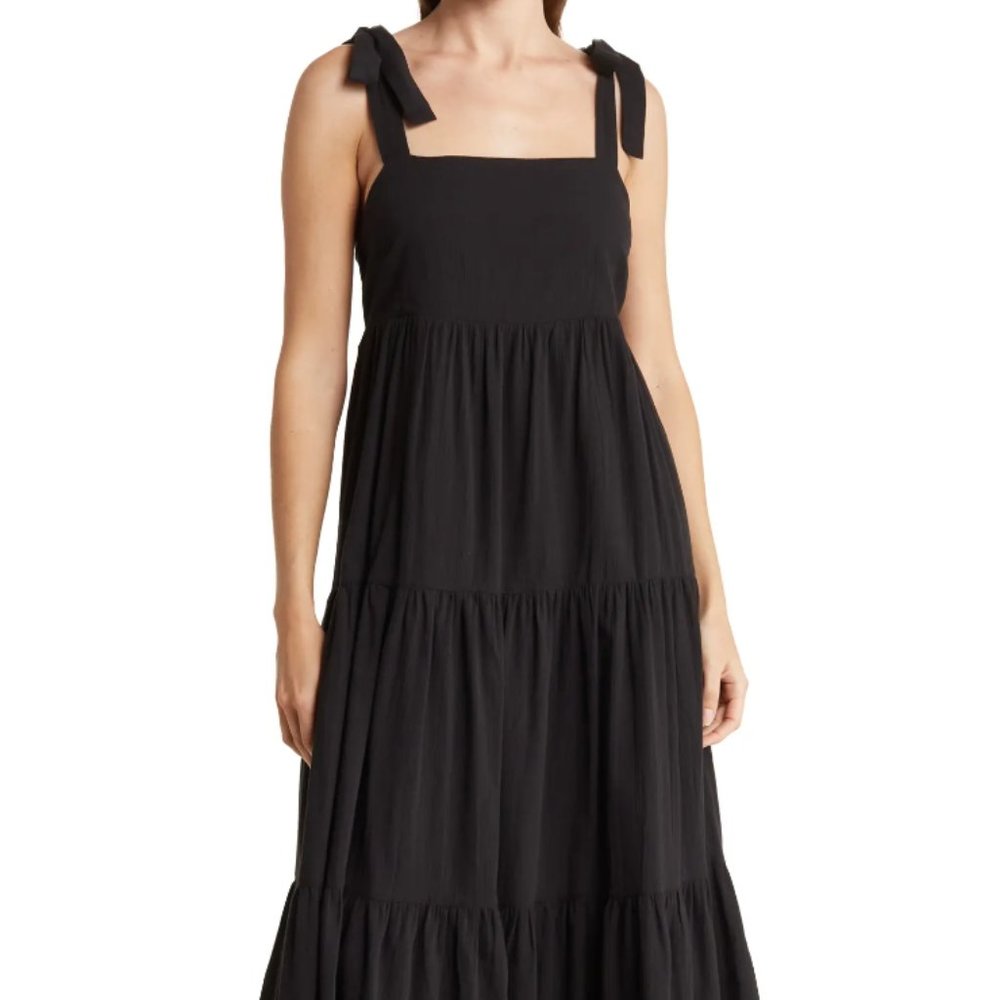 Madewell Tie Strap Tiered Midi Dress